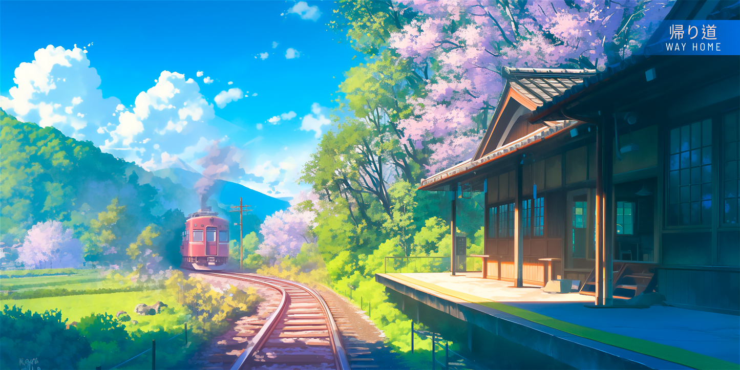 Anime togstation - T-shirt - Coolshirts.dk