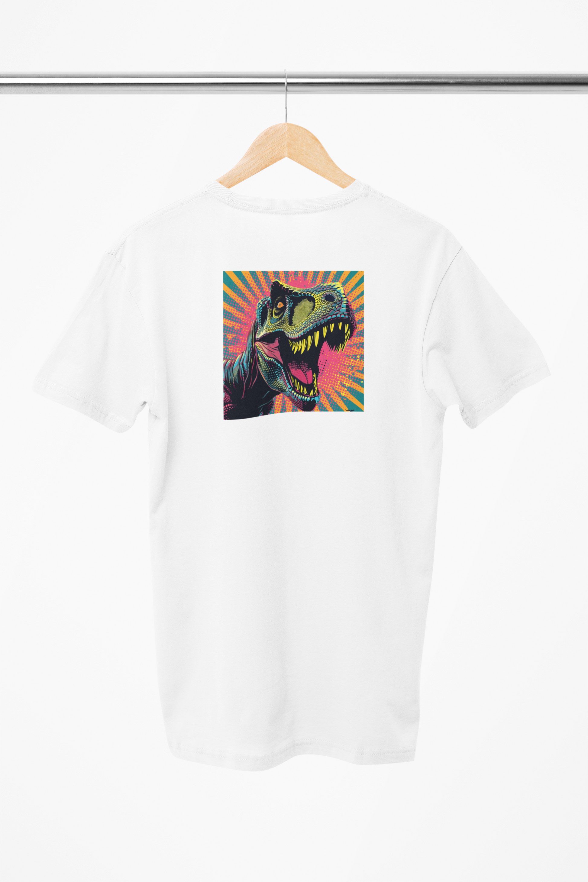 hvid t-shirt med t-rex på