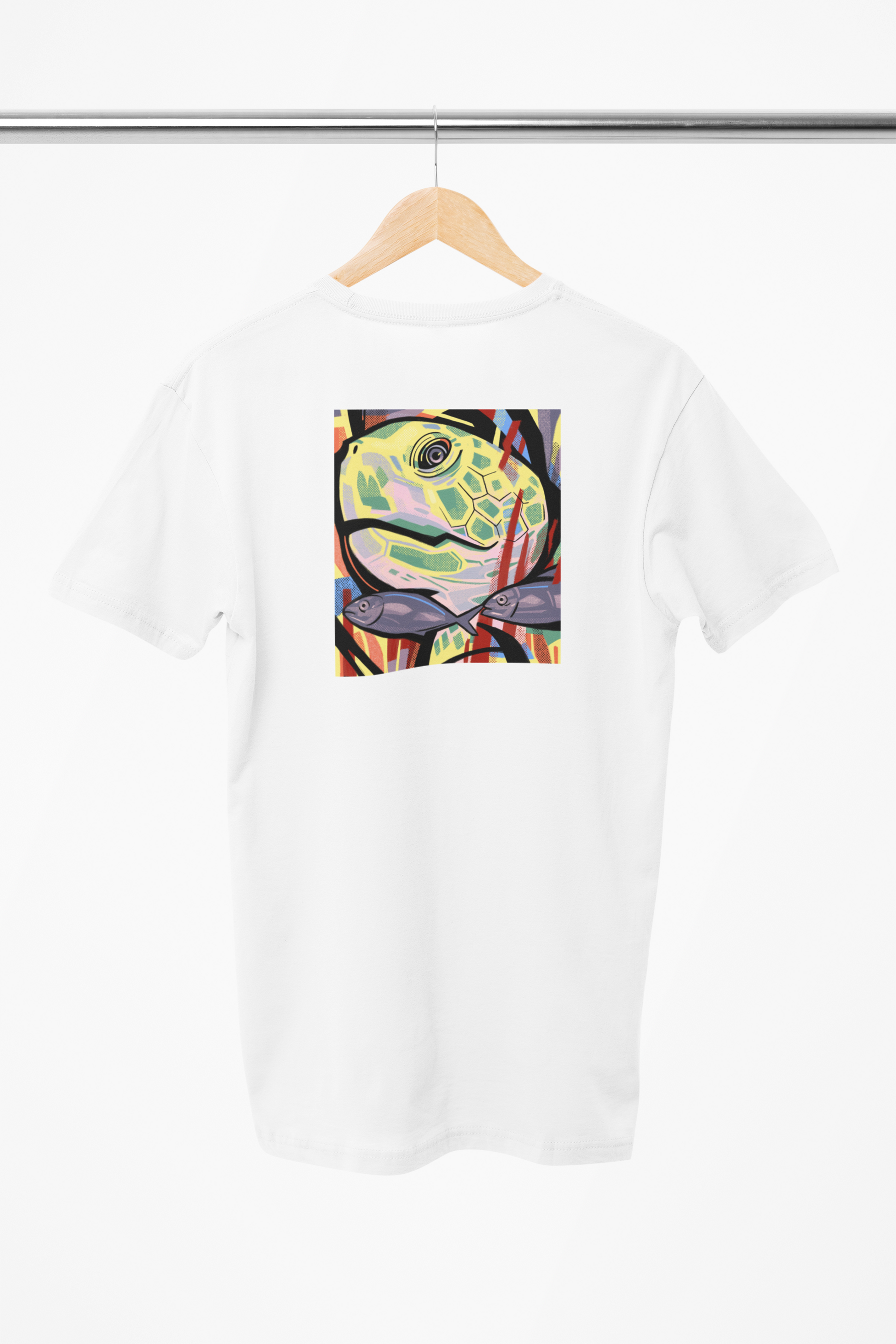 skildpadde t-shirt motiv, hvid t-shirt, skildpadde trøje