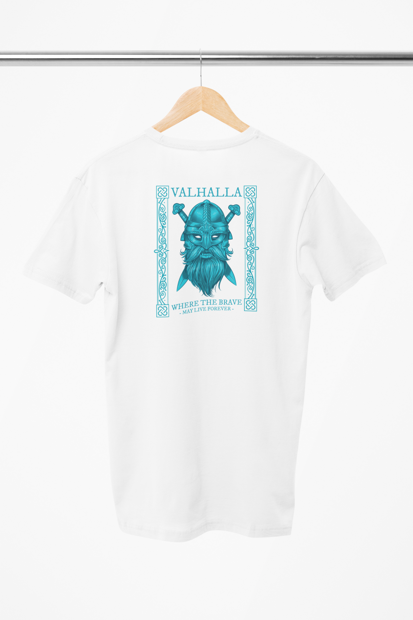 Valhalla t-shirt design på hvid trøje