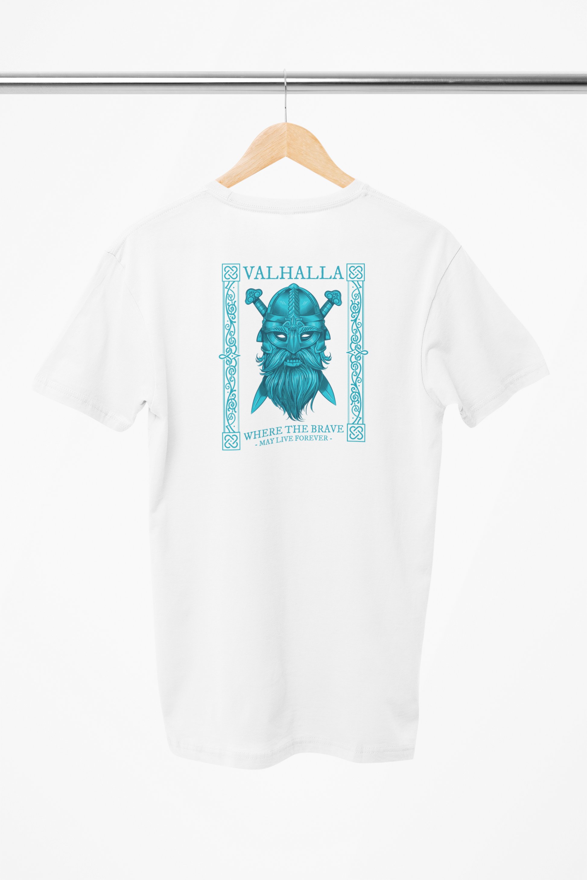 Valhalla t-shirt design på hvid trøje