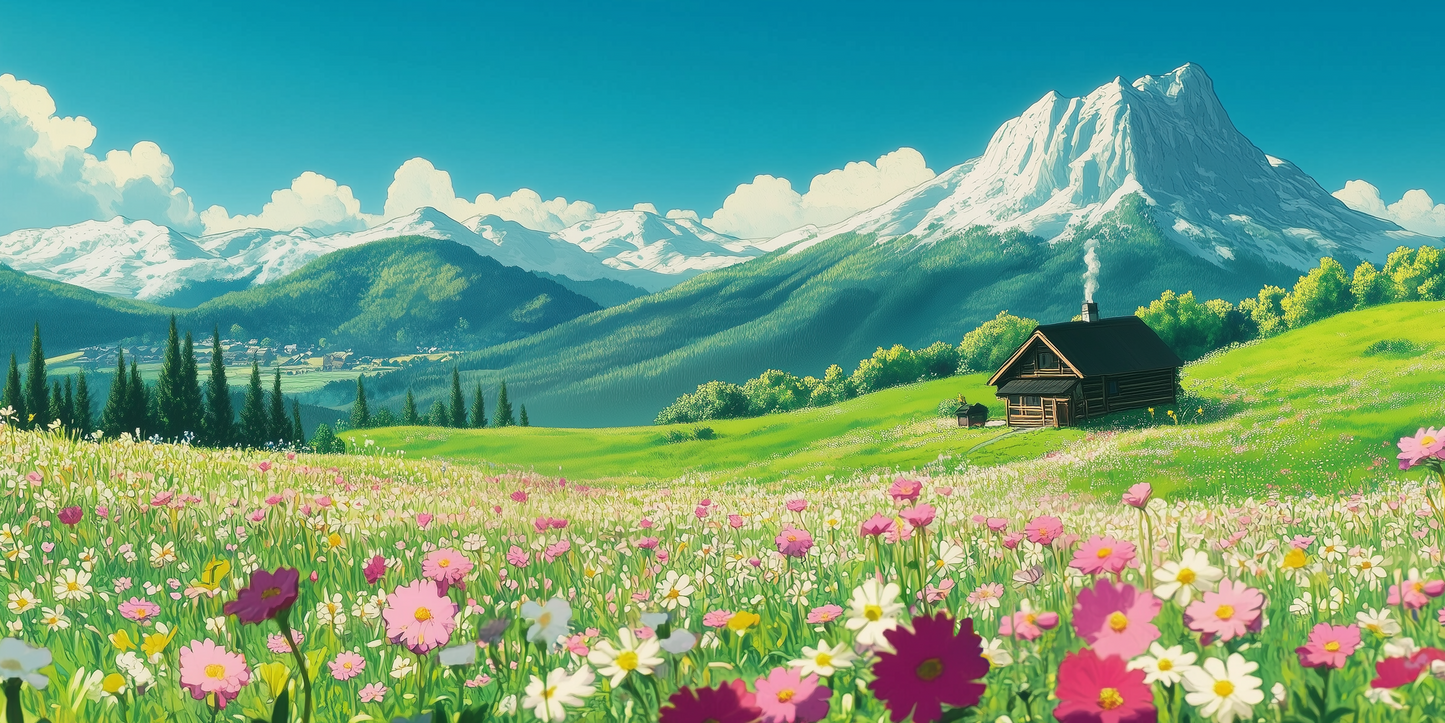 Anime Bjerglandskab - T-shirt