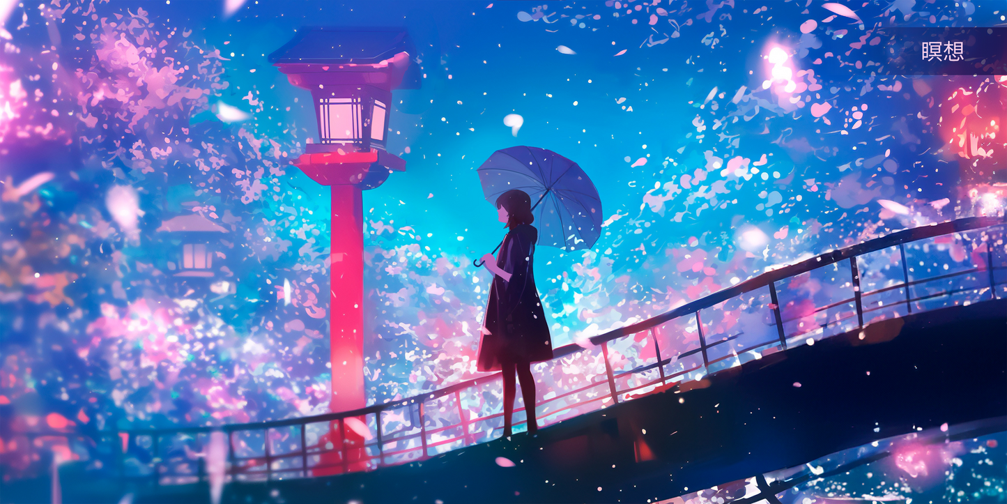 Anime pige med paraply - T-shirt - Coolshirts.dk