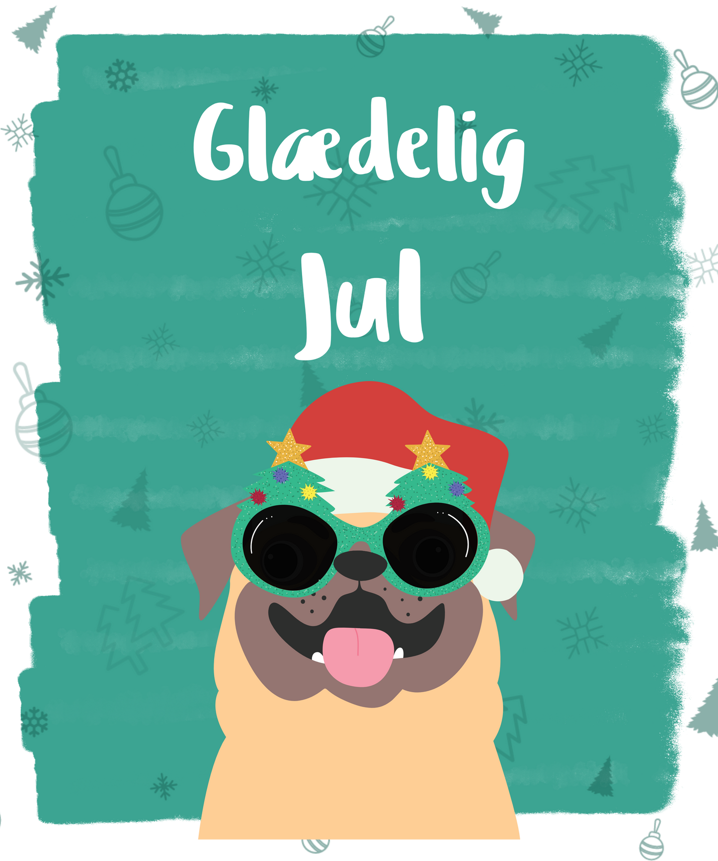 Mops siger glædelig jul - T-shirt - Coolshirts.dk