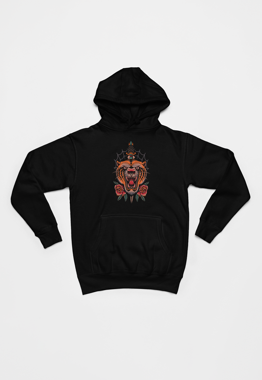 Tiger og kniv sort Hoodie