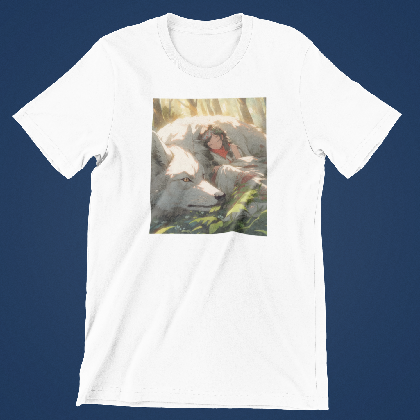 Kæmpe ulv og pige hvid T-shirt
