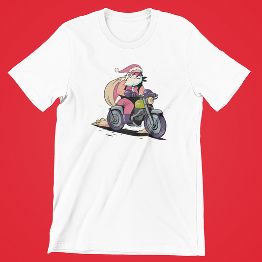 Motorcykel Julemand, hvid T-shirt