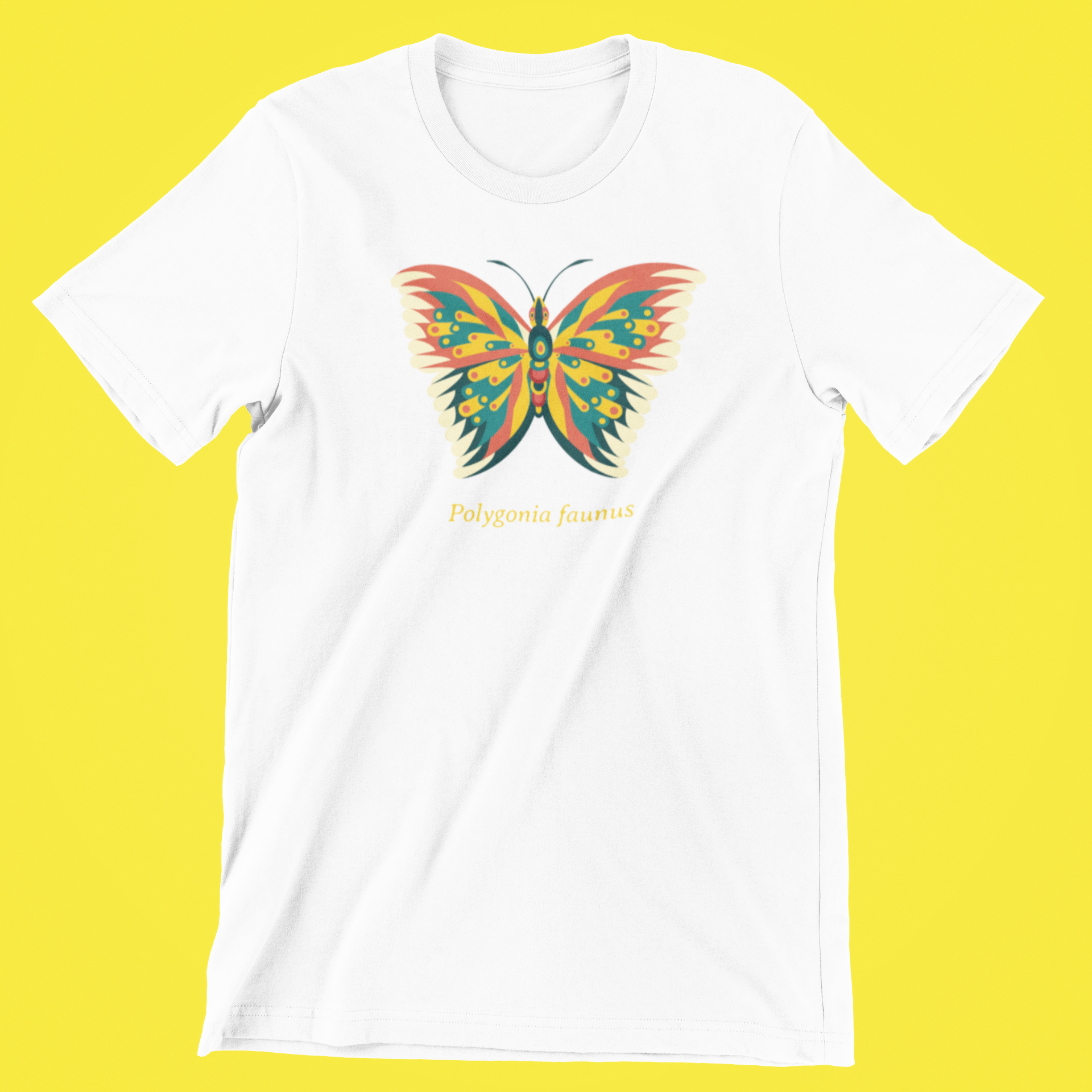 Sommerfugl (Polygonia faunus) - T-shirt hvid