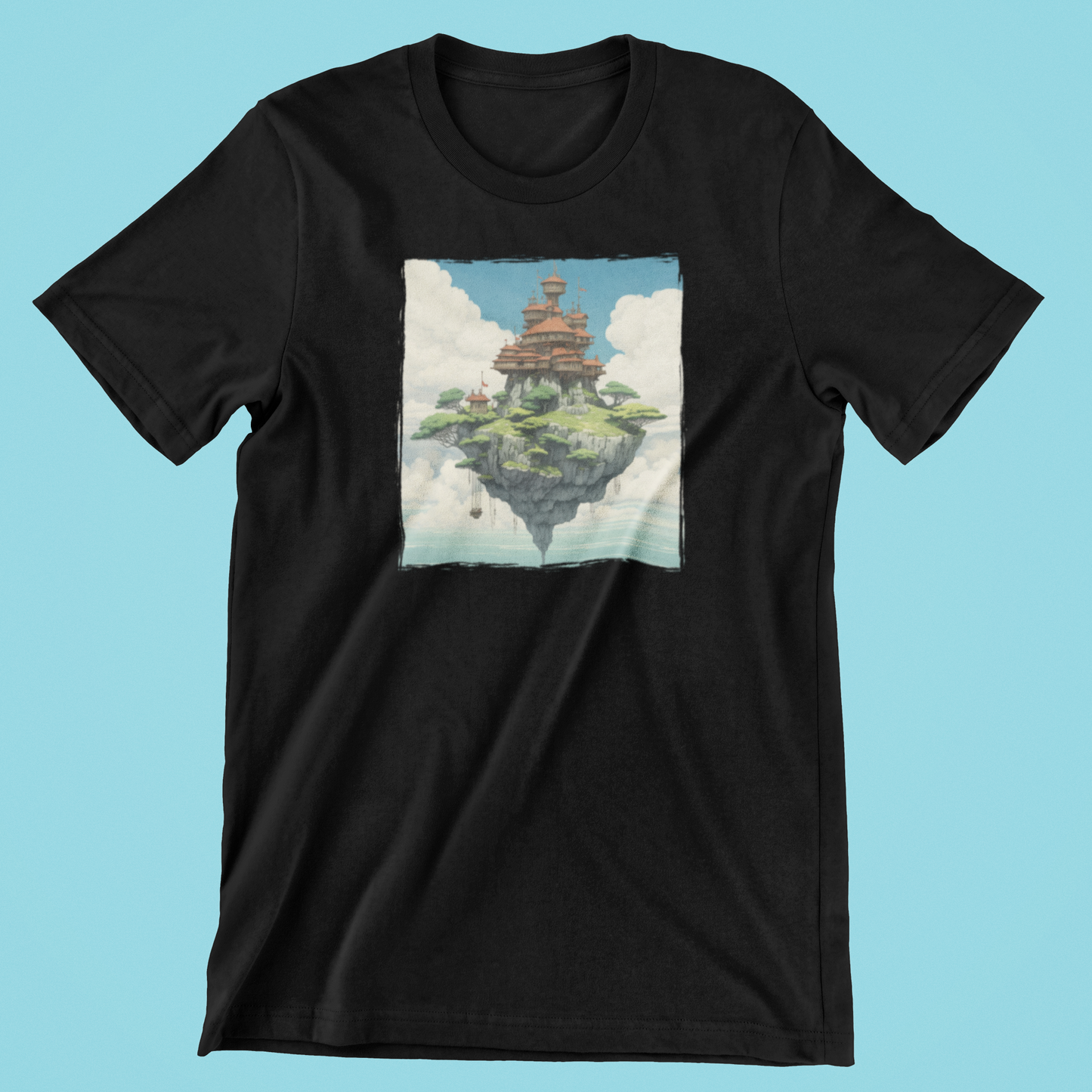 Slot i himlen Ghibli sort T-shirt