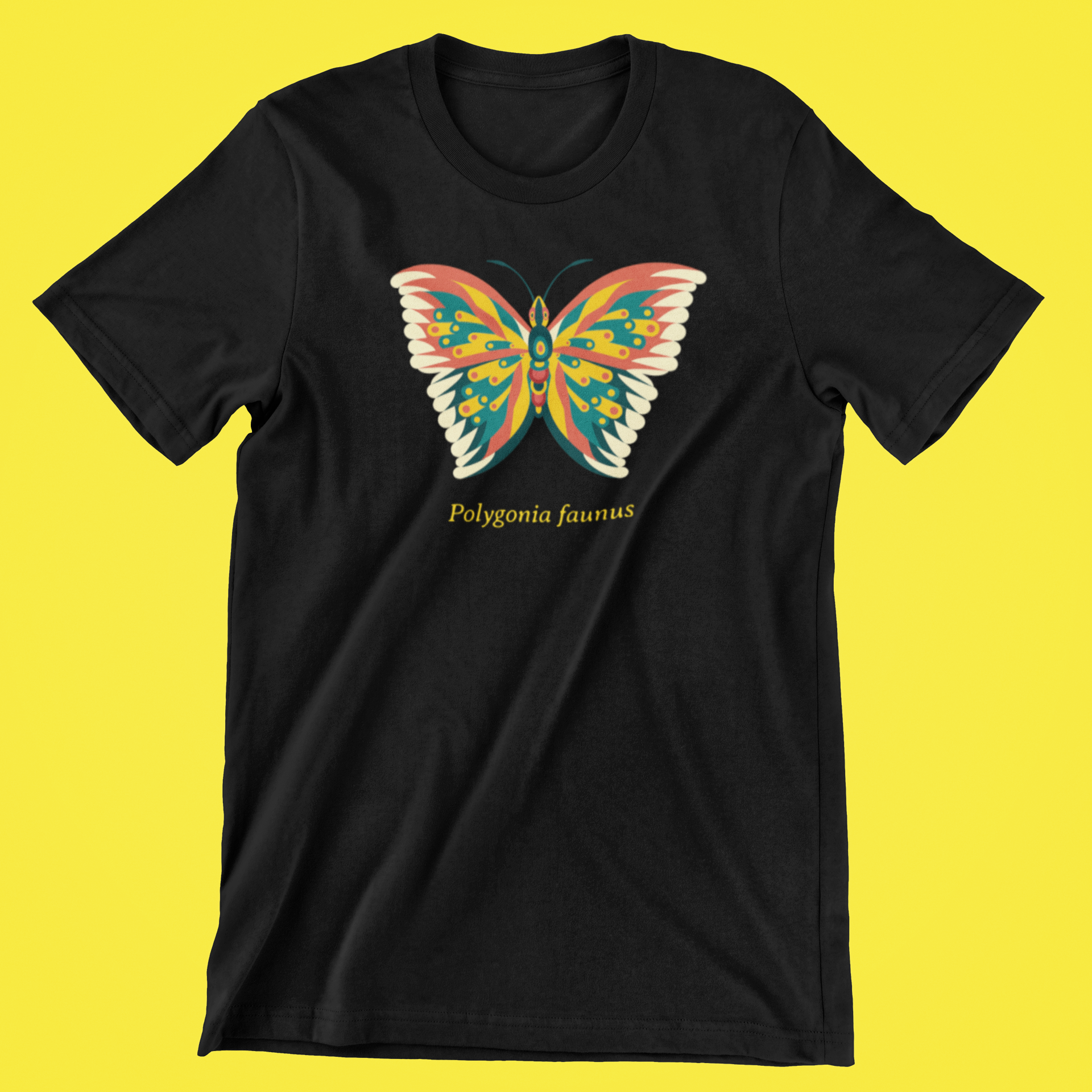 Sommerfugl (Polygonia faunus) - T-shirt sort