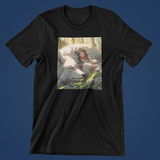 Kæmpe ulv og pige sort T-shirt