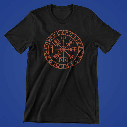 Nordisk Vegvisir med runer - T-shirt sort