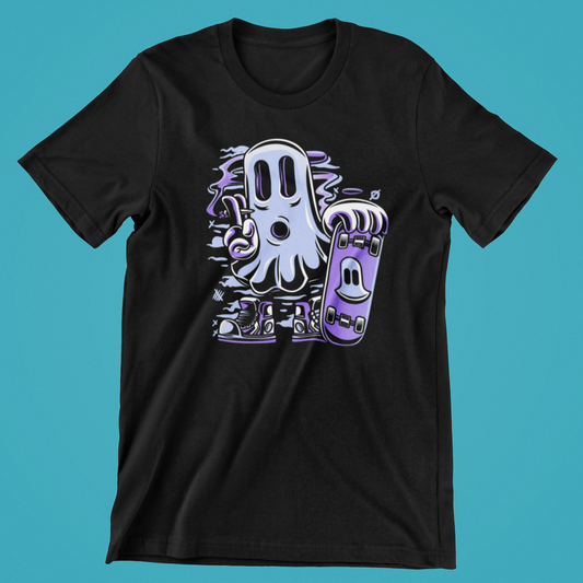 Spøgelse der skater og suger - sort T-shirt