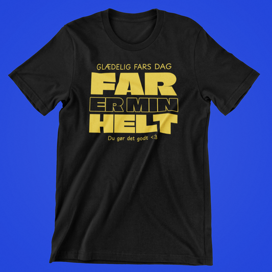 Far Min Helt (Fars Dag) - sort T-shirt