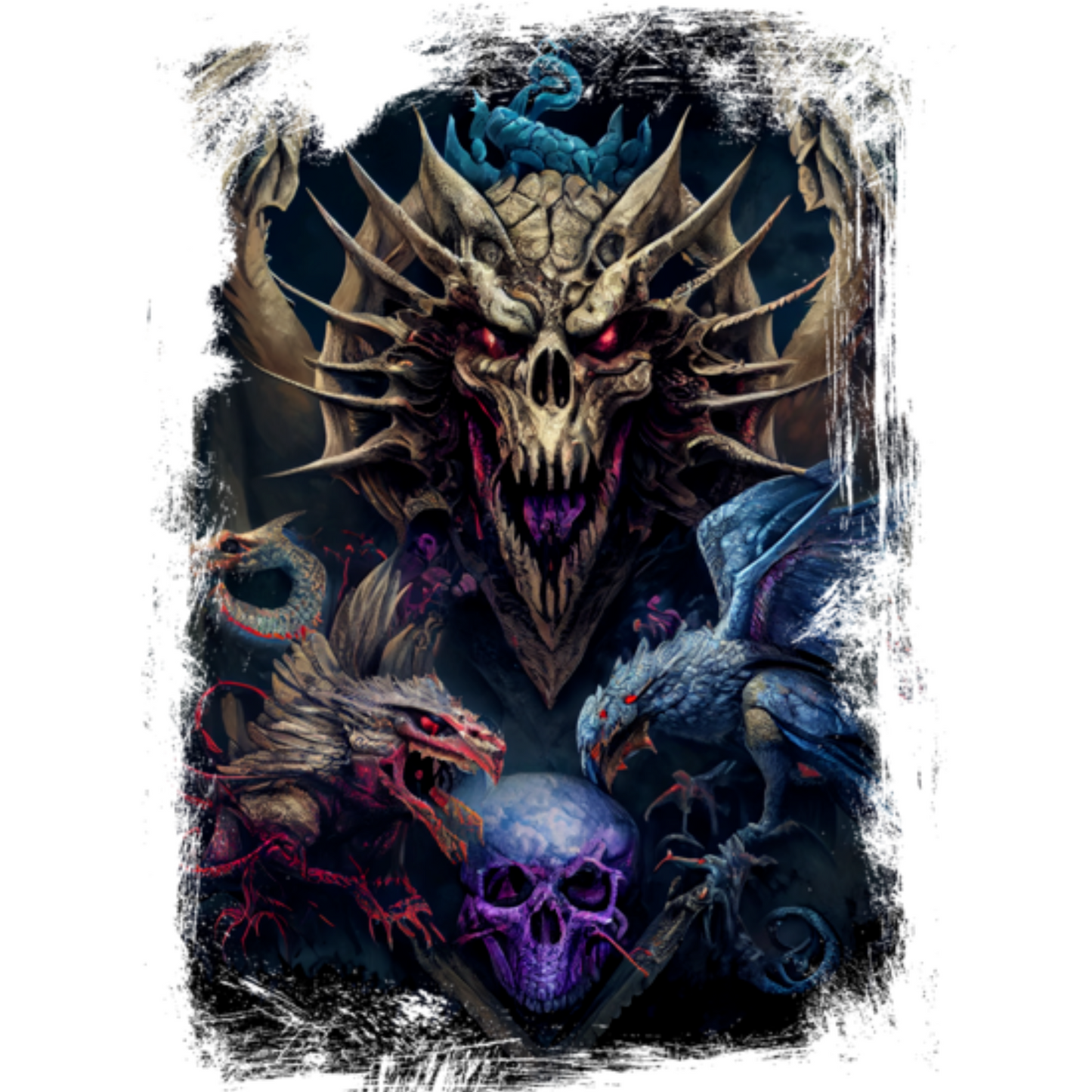 skeletdrage på t-shirt.