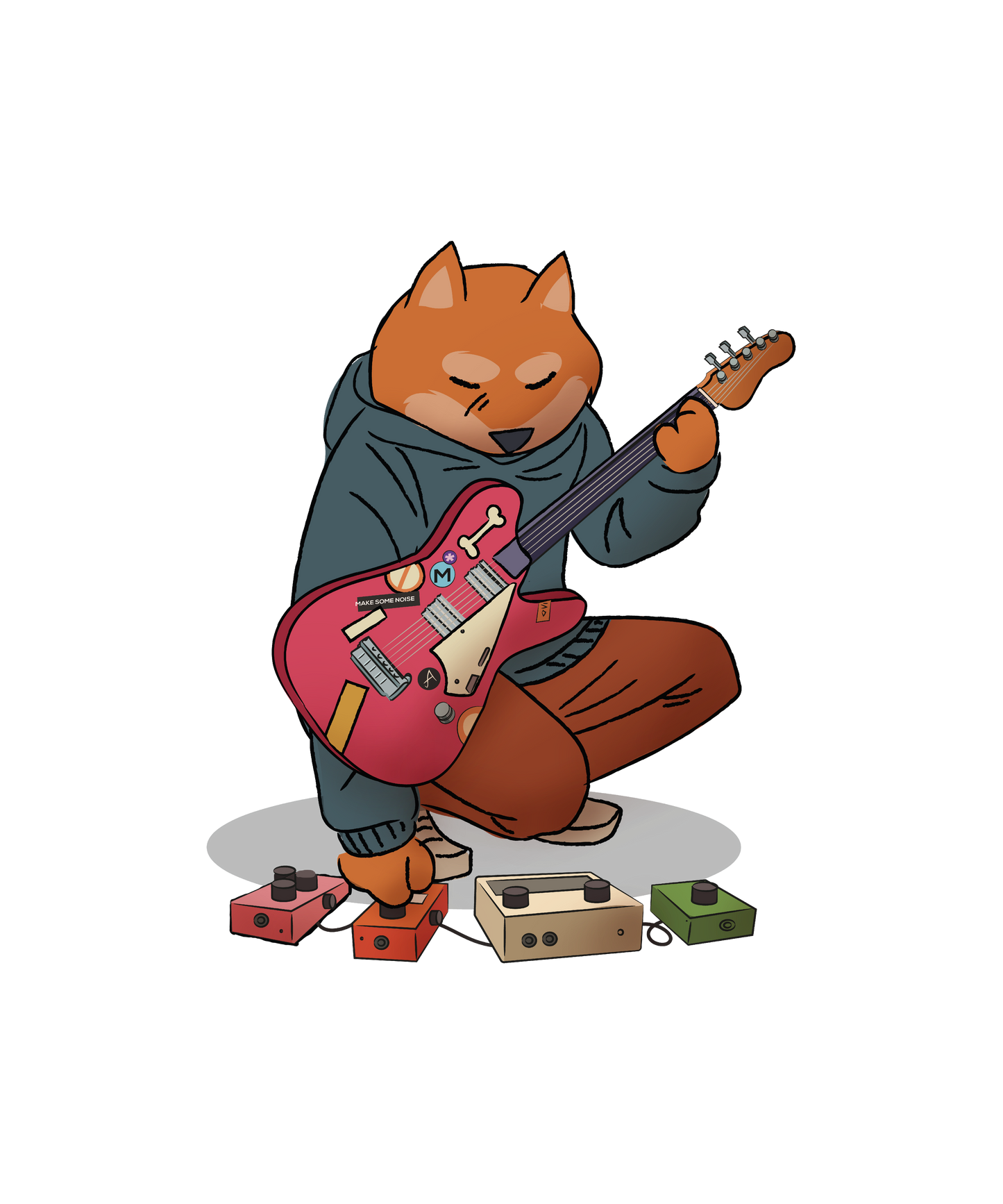 Hund spiller guitar - Hoodie