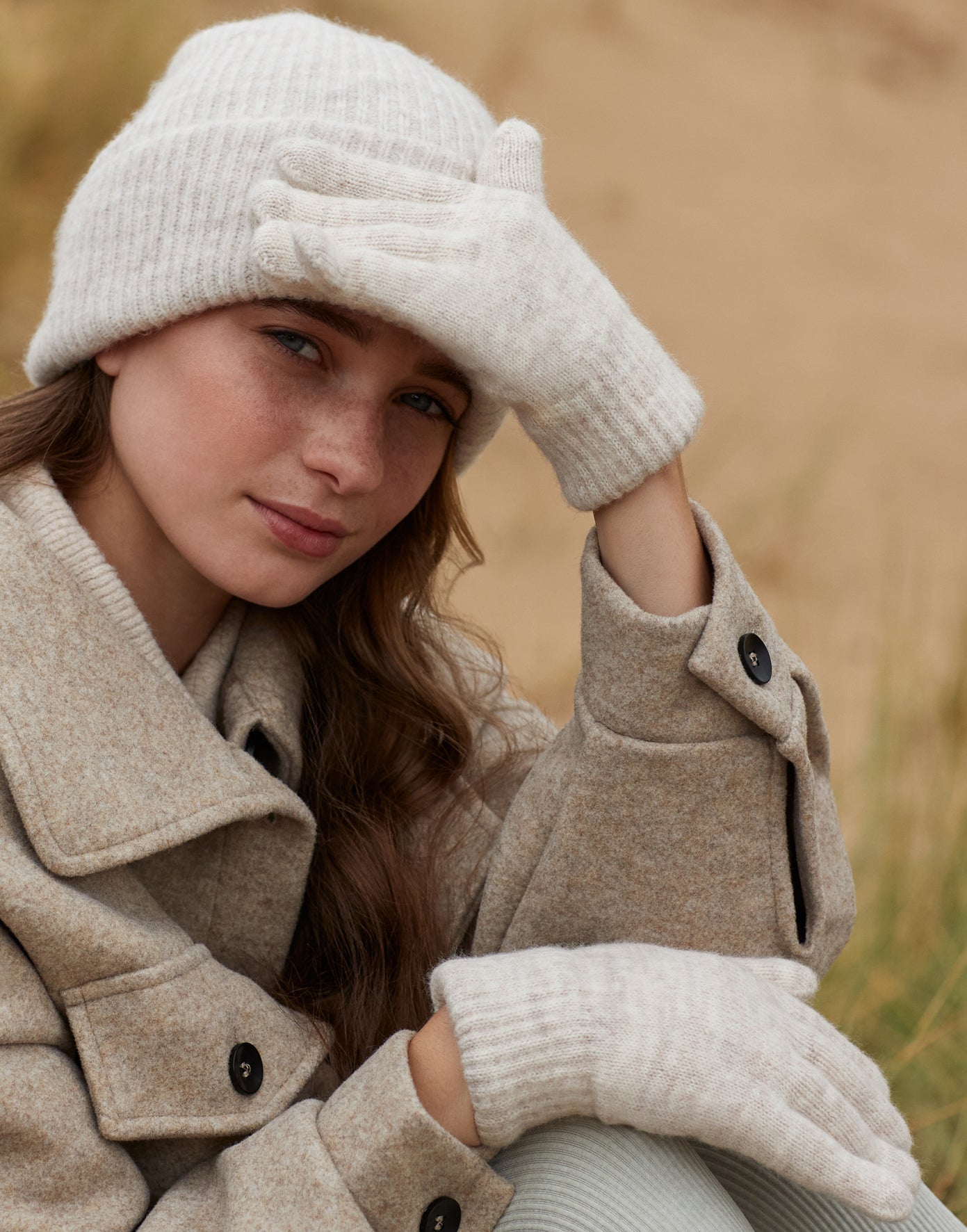 Bløde handsker med ribkant