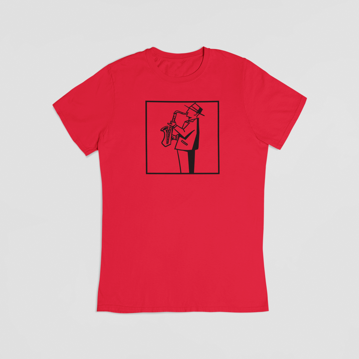 Man with a saxophone rød t-shirt