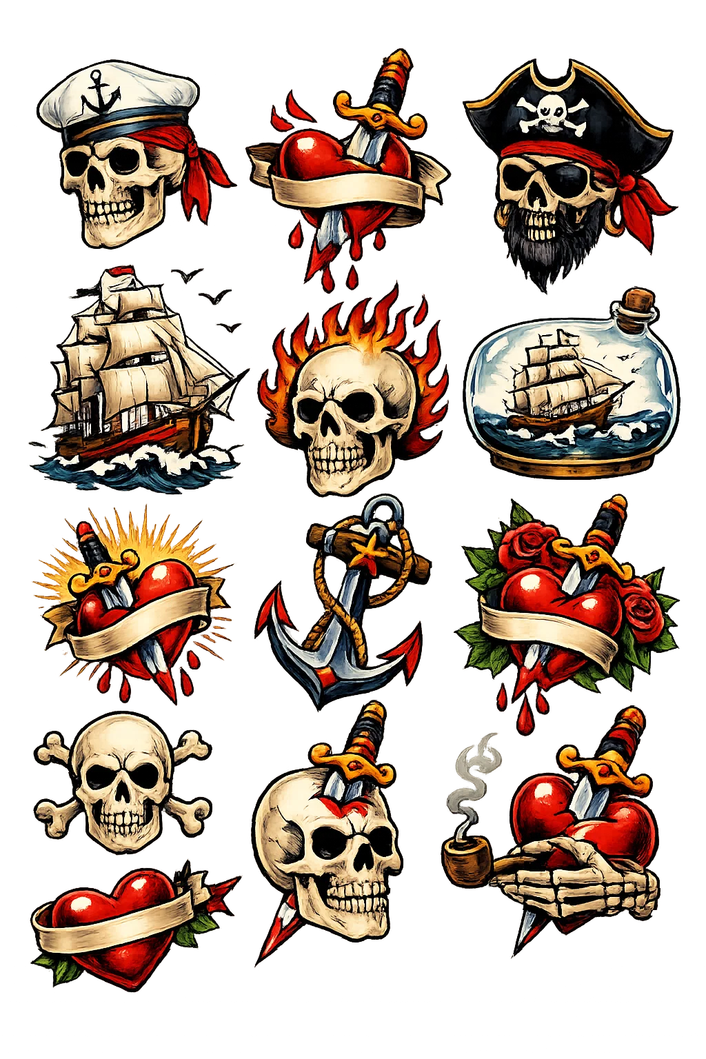 Midlertidige tatoveringer – sømænd &amp; pirater 