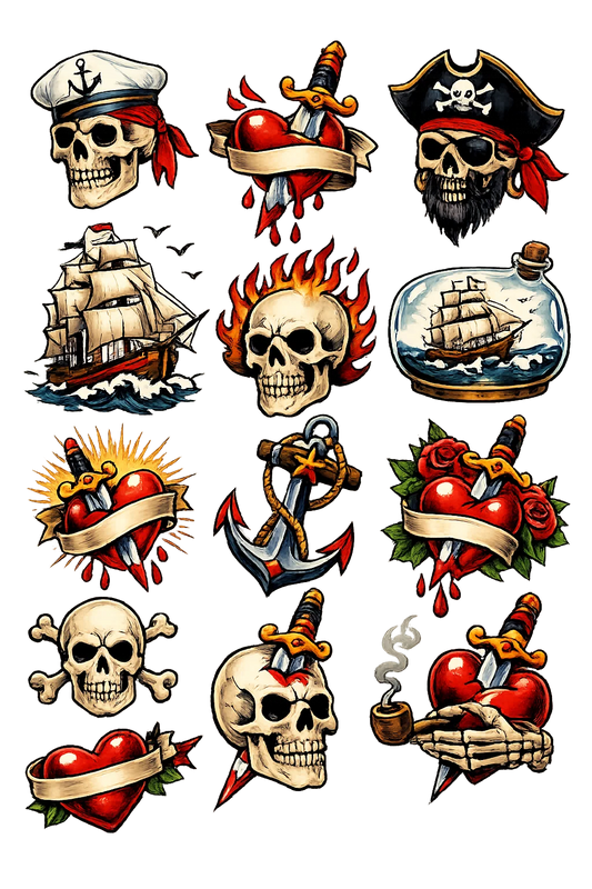 Midlertidige tatoveringer – sømænd &amp; pirater 