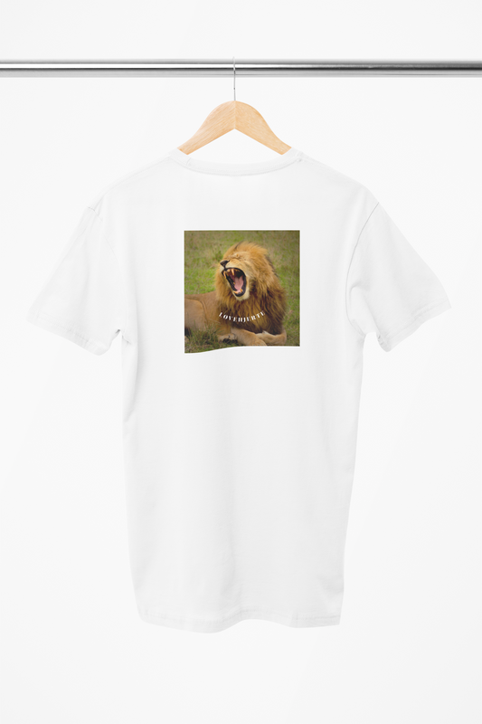 løve på t-shirt hvid