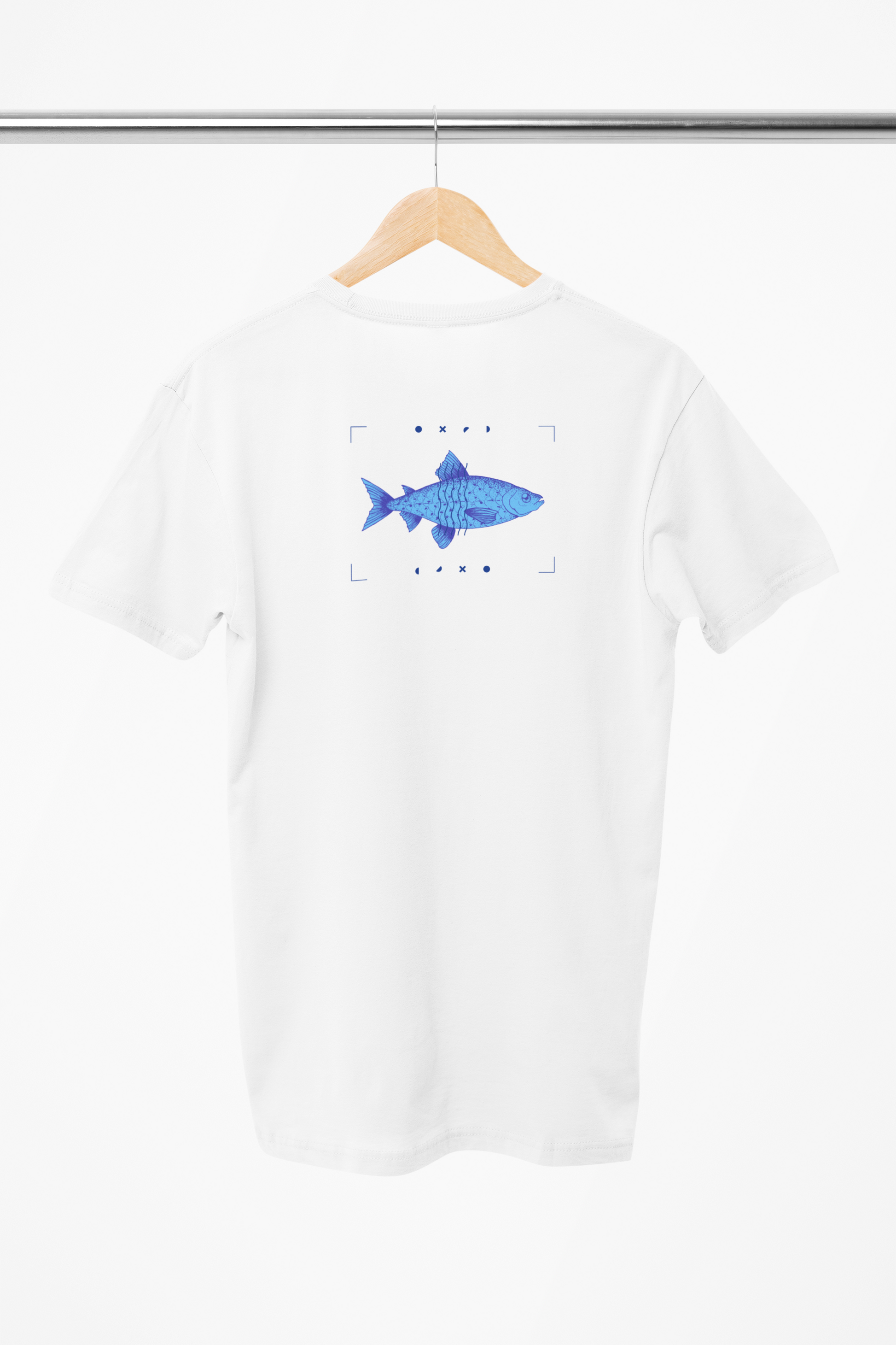 blå fisk t-shirt