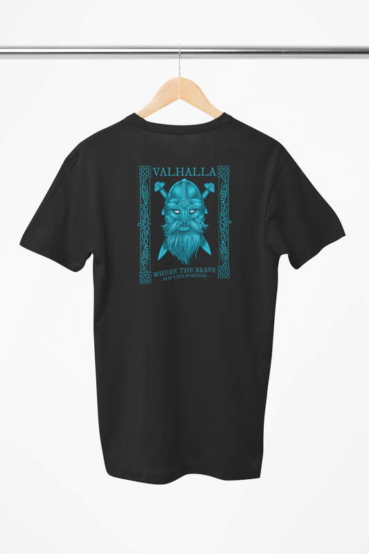 Valhalla t-shirt design på sort trøje