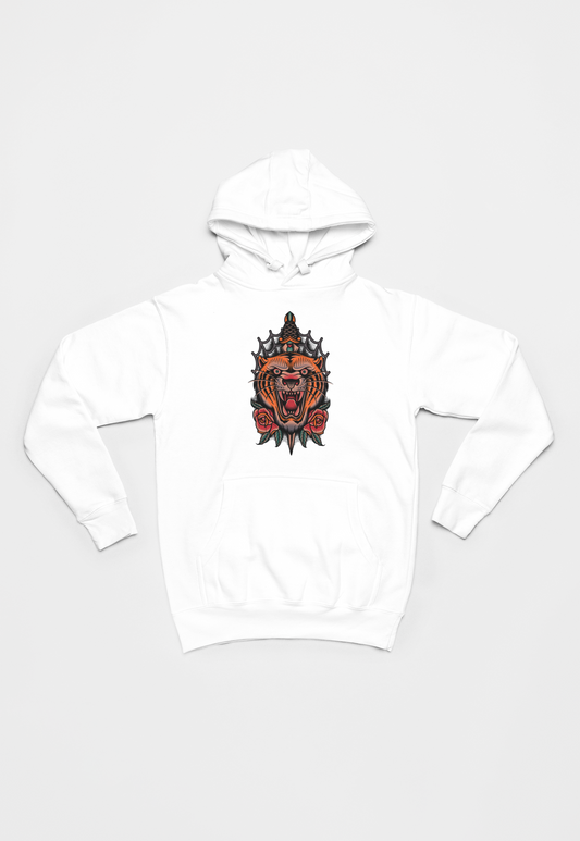 Tiger og kniv hvid Hoodie