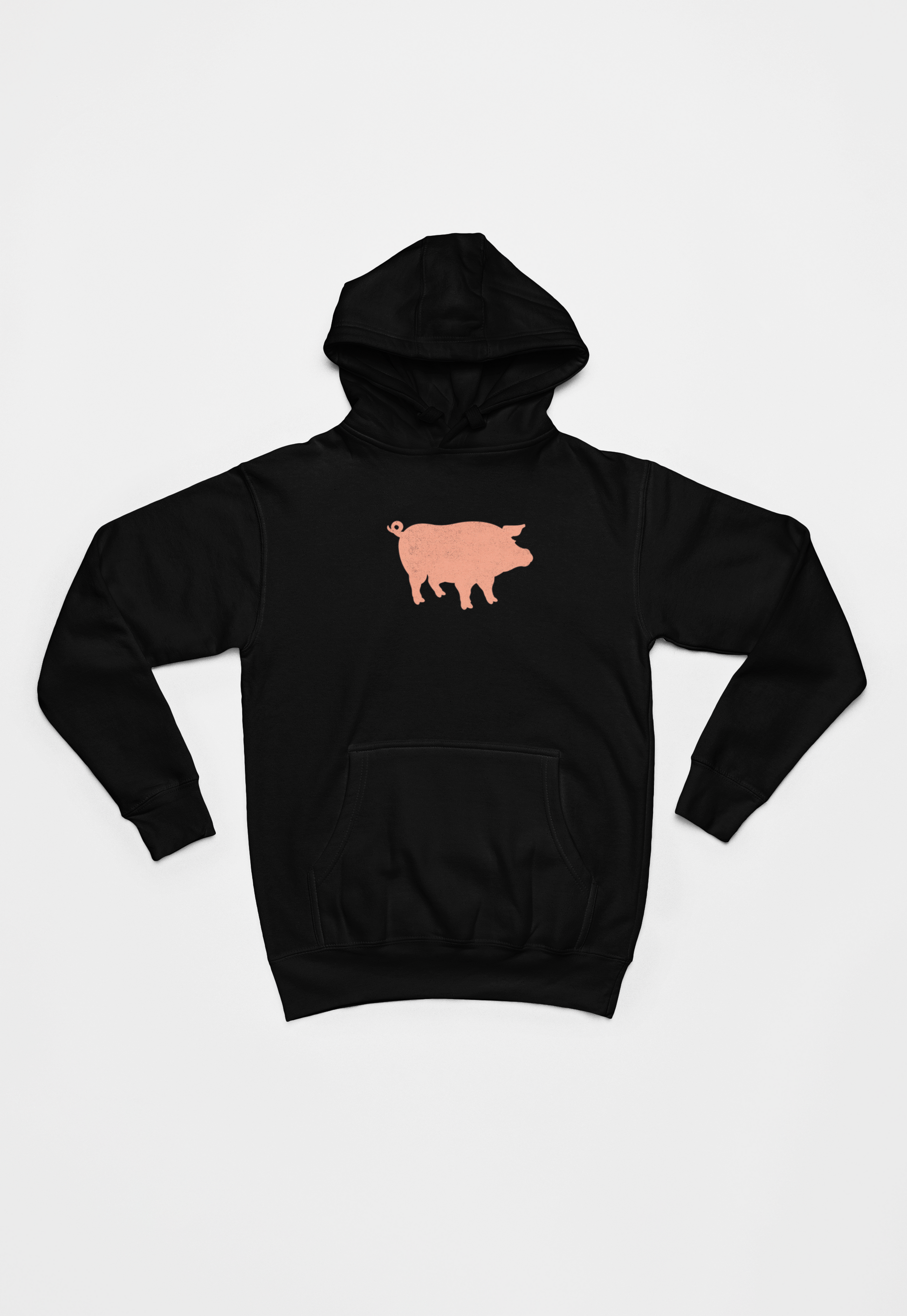 Gris på sort Hoodie