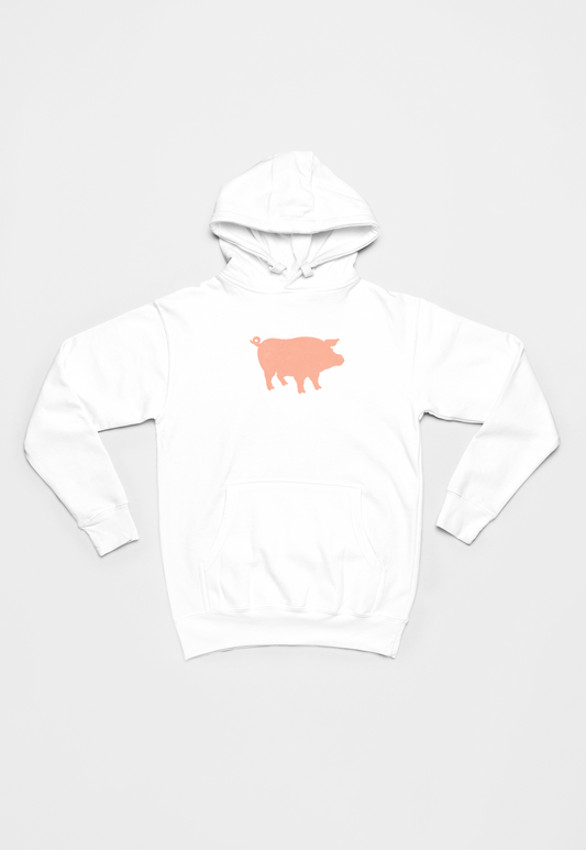 Gris på hvid Hoodie