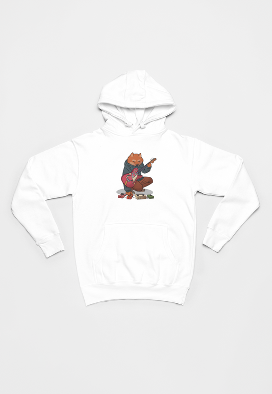 Hund spiller guitar hvid Hoodie