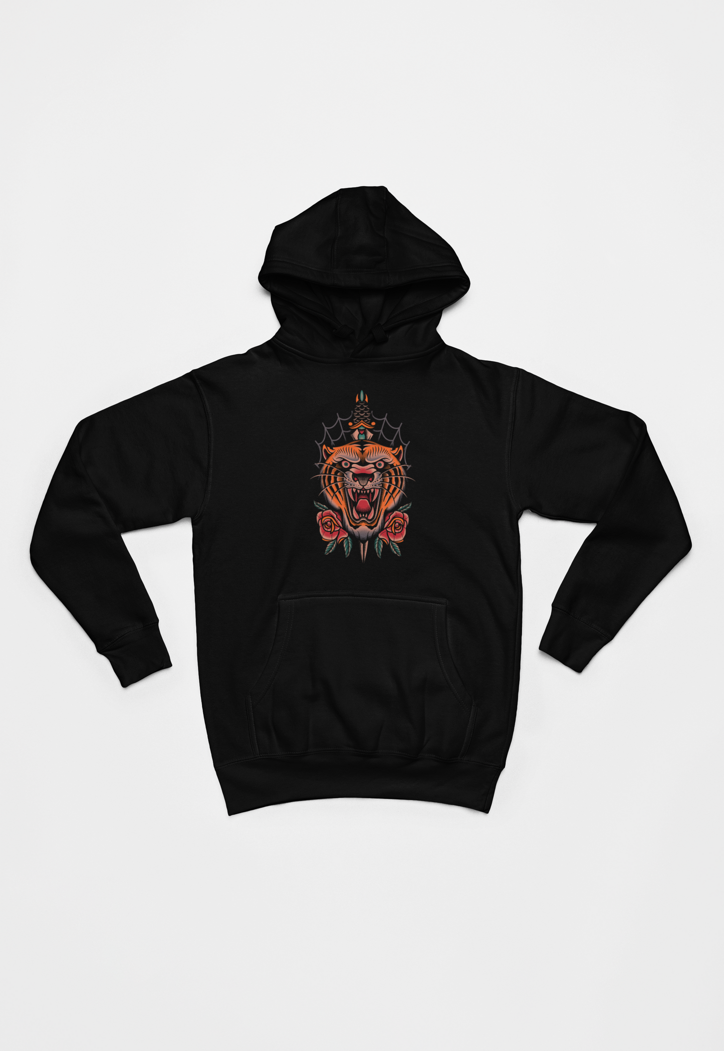 Tiger og kniv sort Hoodie