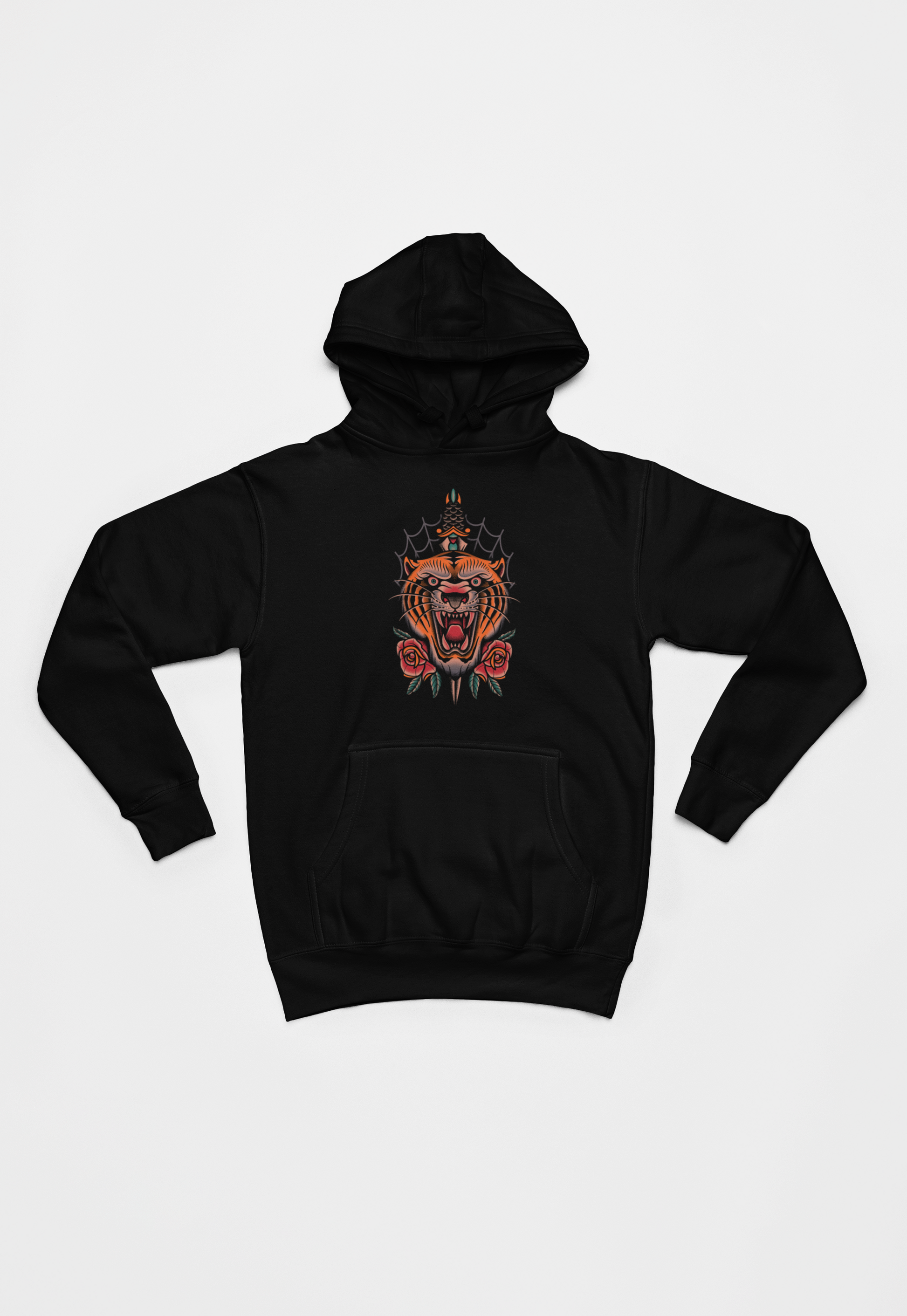 Tiger og kniv sort Hoodie
