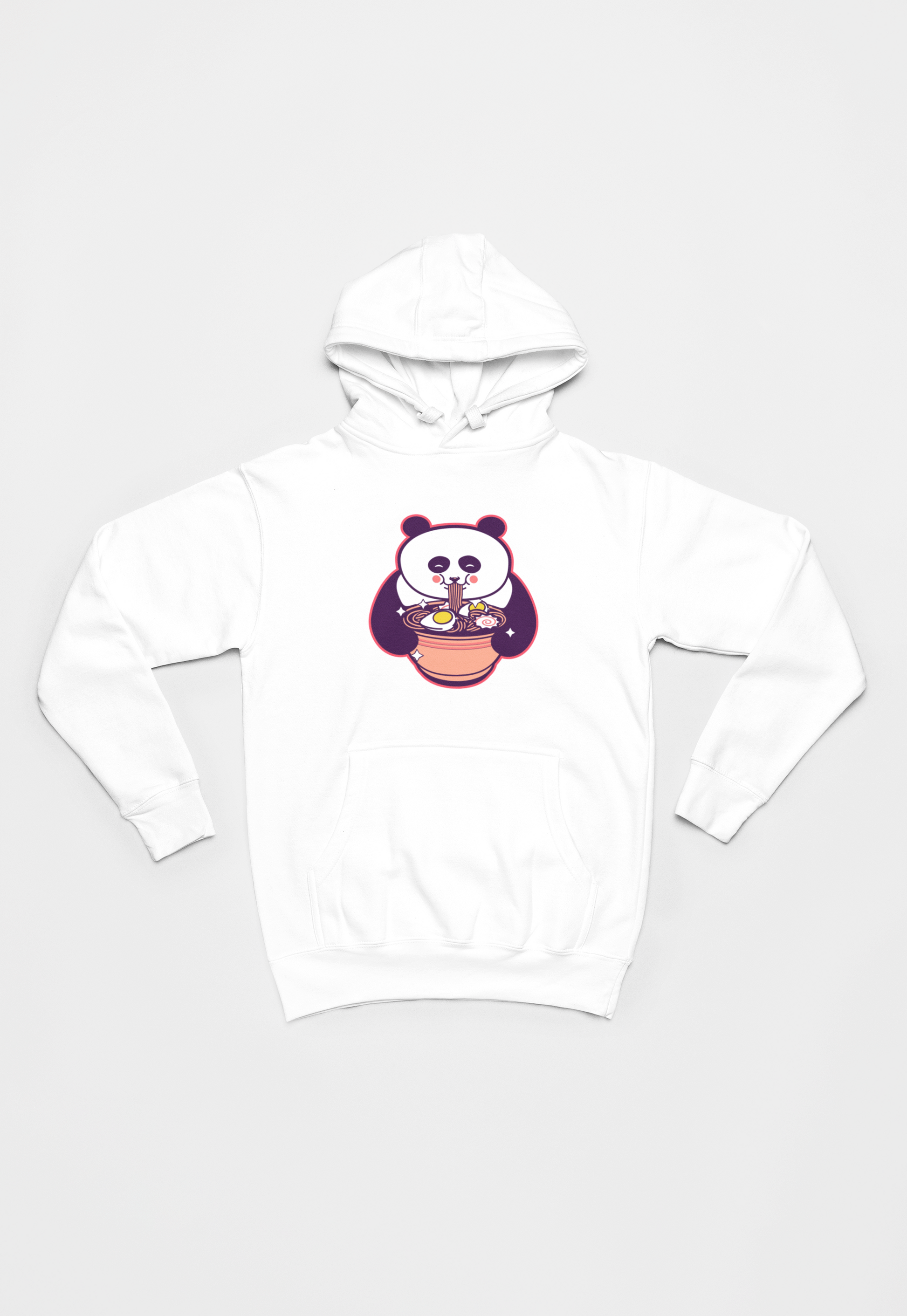 Panda spiser nudler hvid Hoodie
