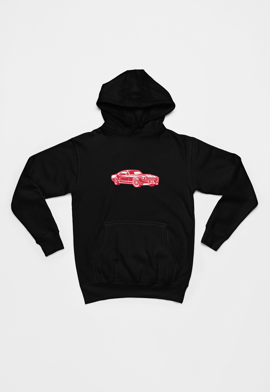 Rød Vintage Mustang Bil sort Hoodie