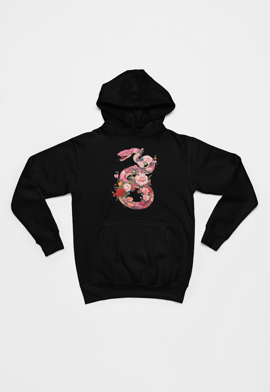 Slange af blomster sort Hoodie