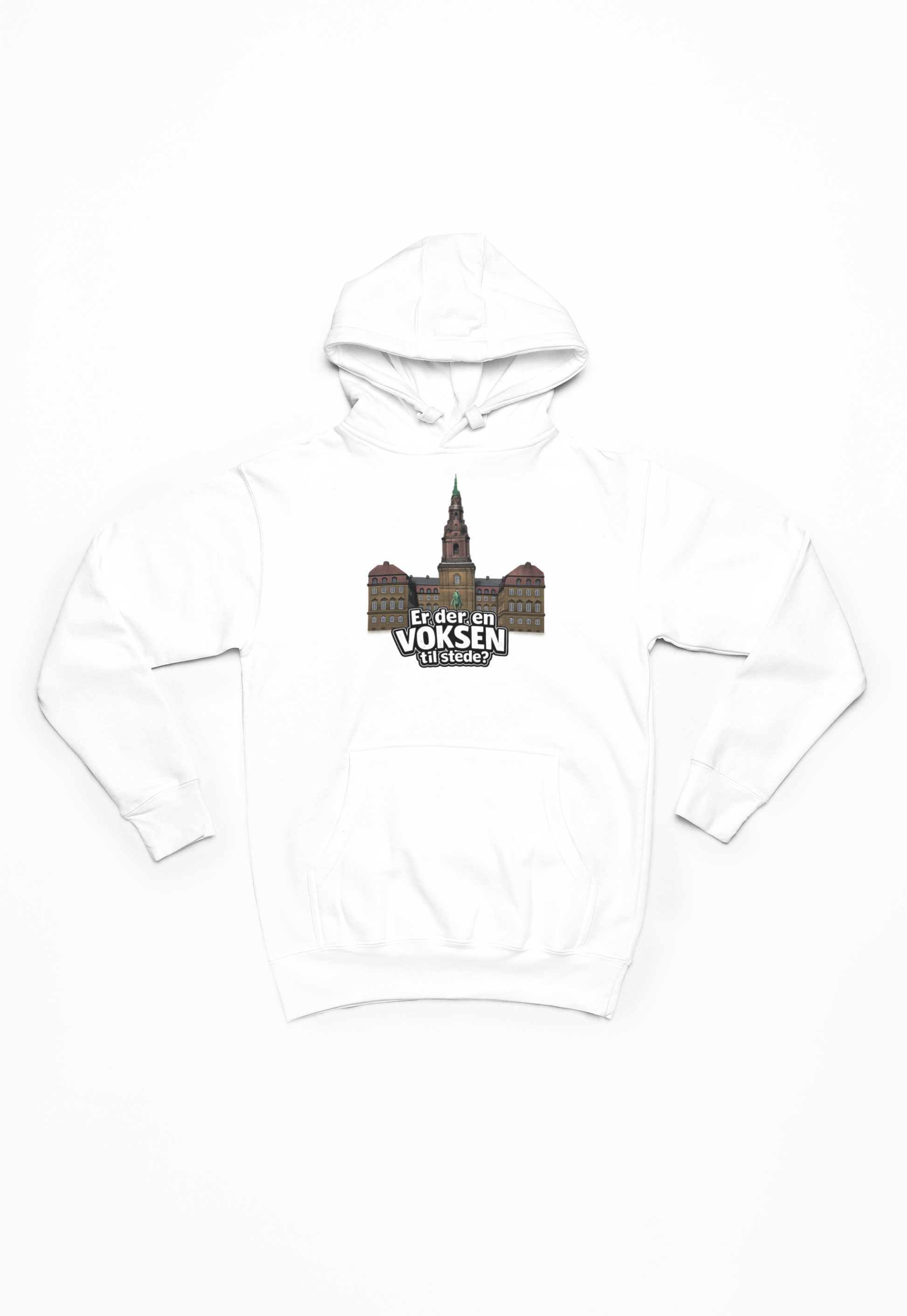 hvid Hoodie med Christiansborg – “Er der en voksen til stede?” | Valg 2026