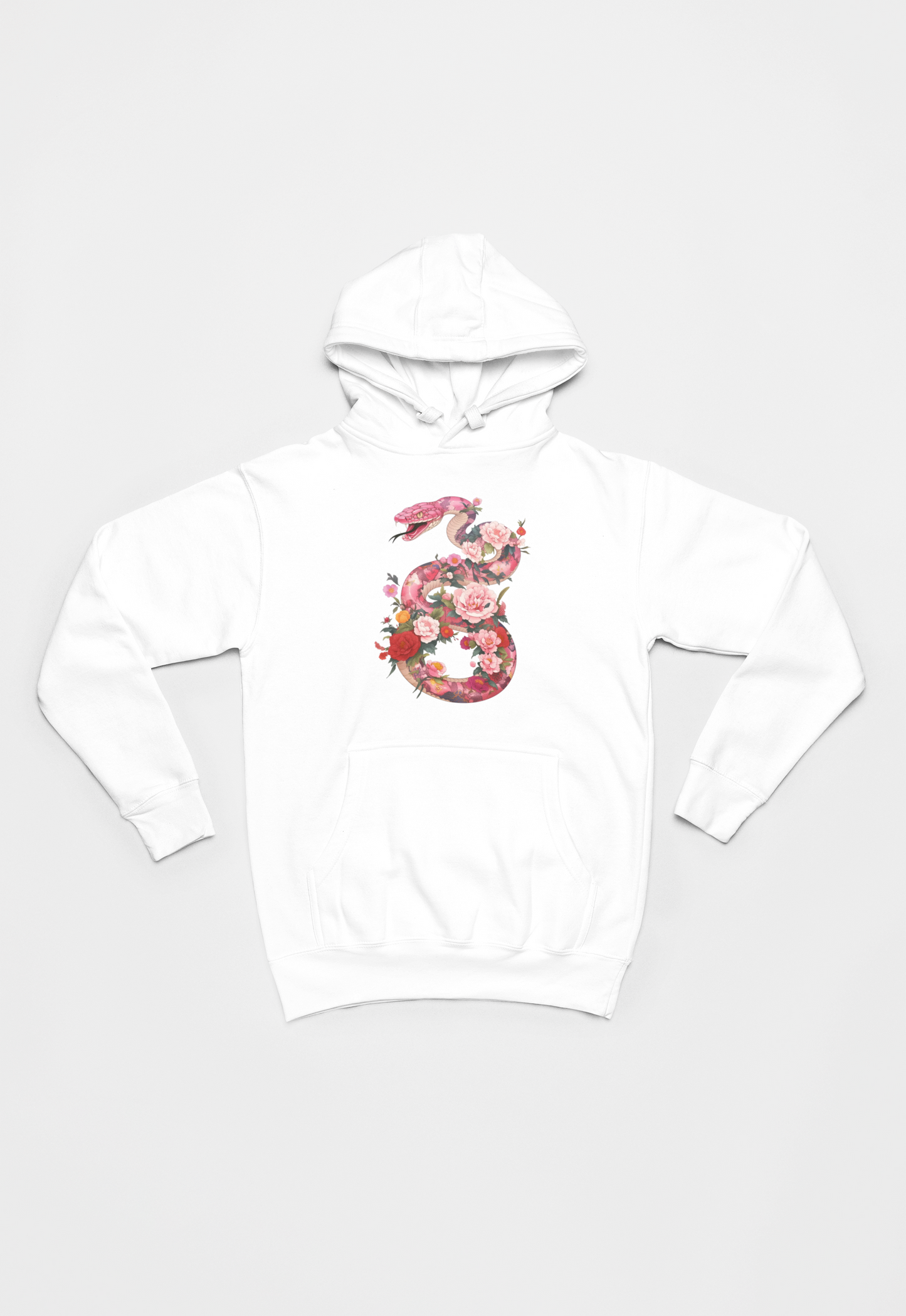 Slange af blomster hvid Hoodie