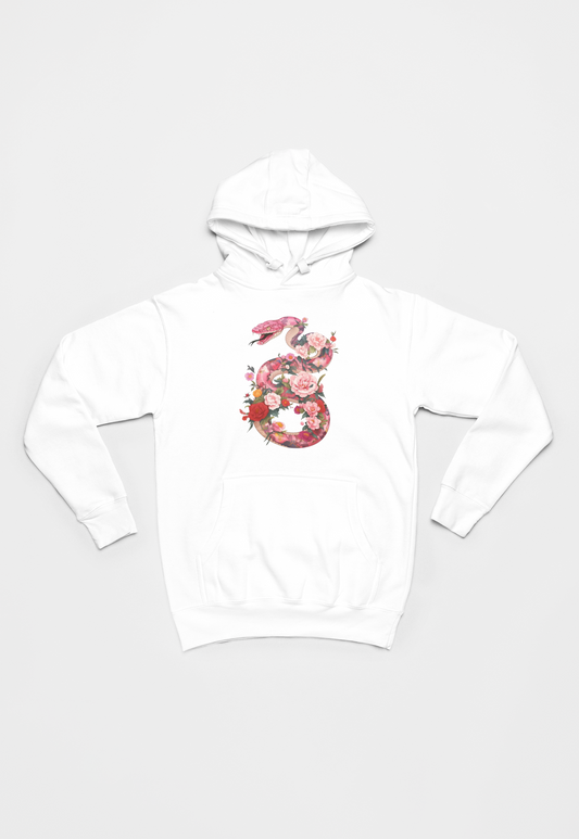 Slange af blomster hvid Hoodie