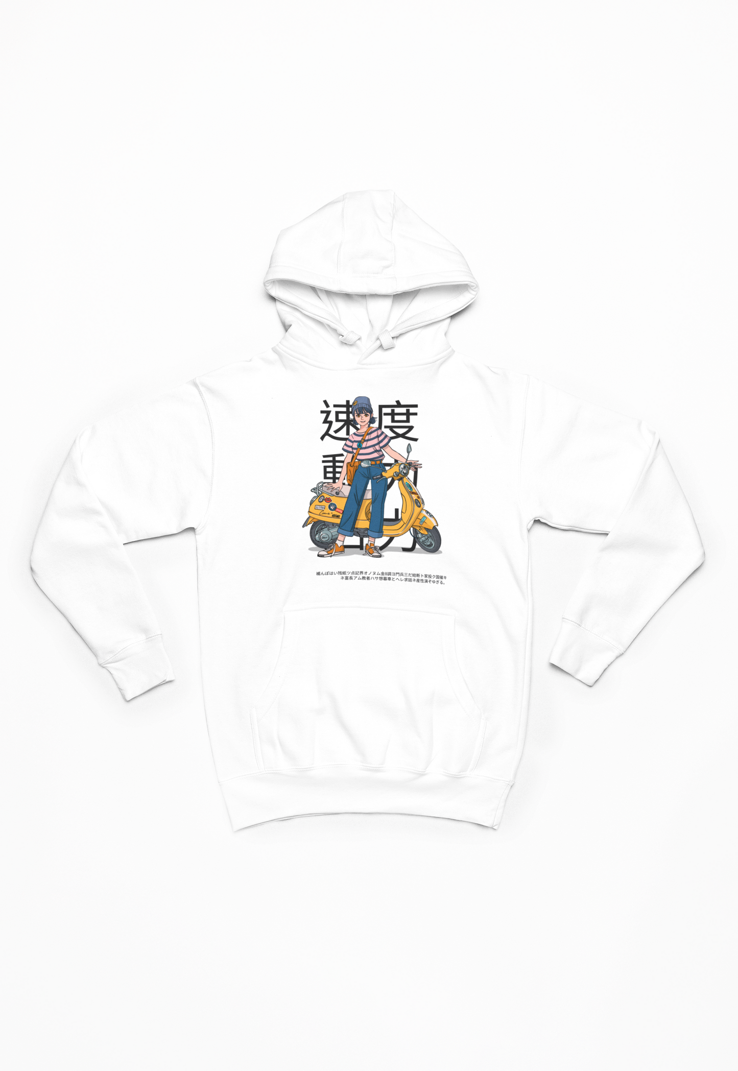 Anime Kvinde med hvid Scooter Hoodie