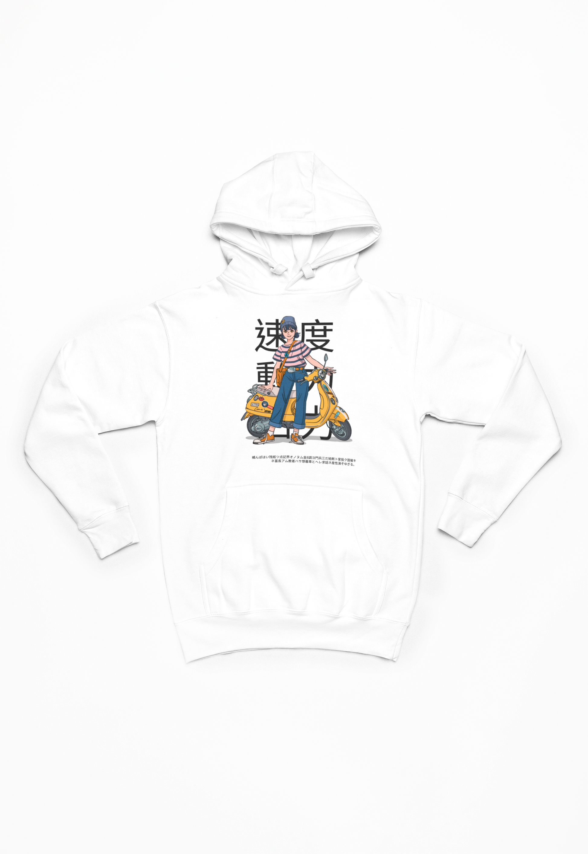 Anime Kvinde med hvid Scooter Hoodie