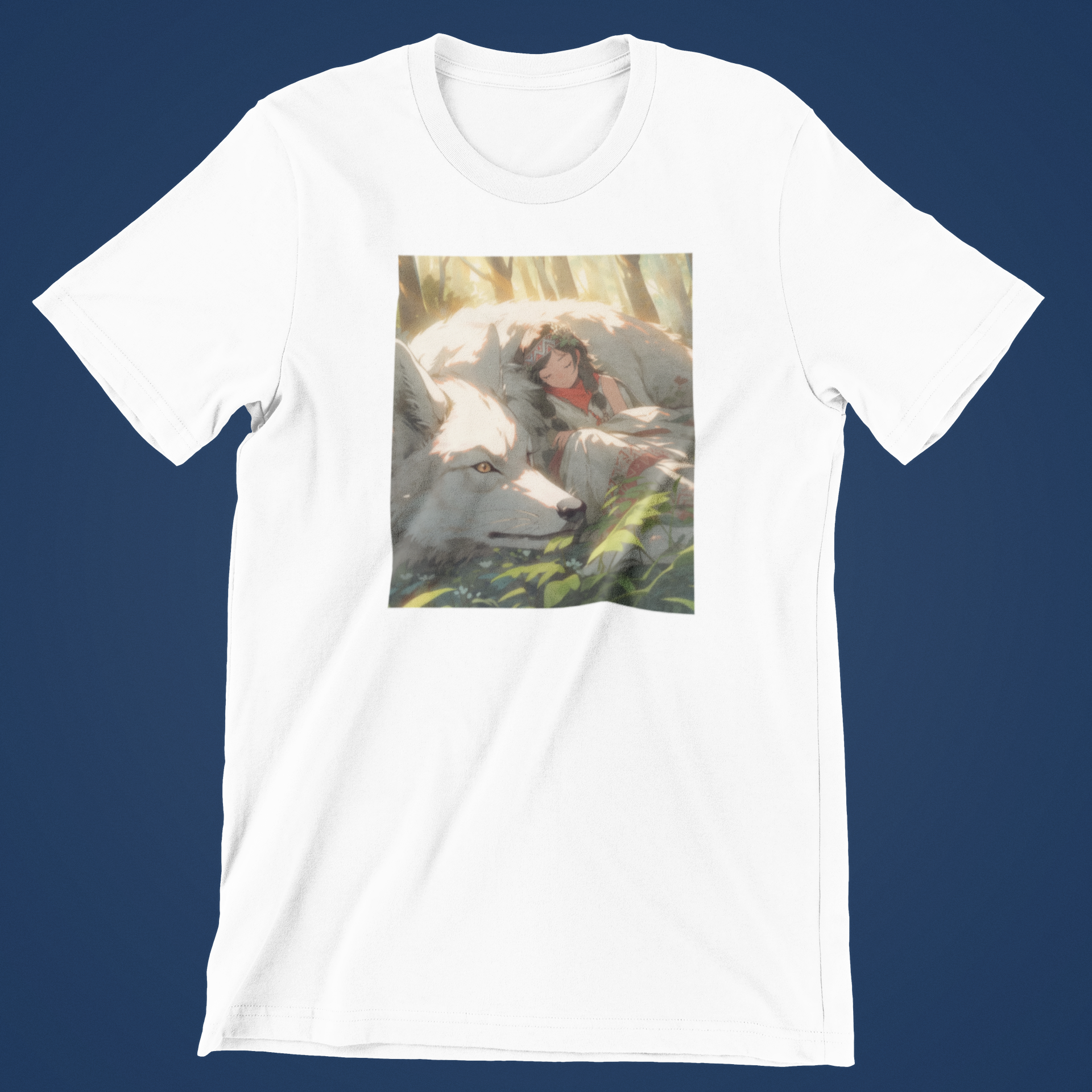 Kæmpe ulv og pige hvid T-shirt