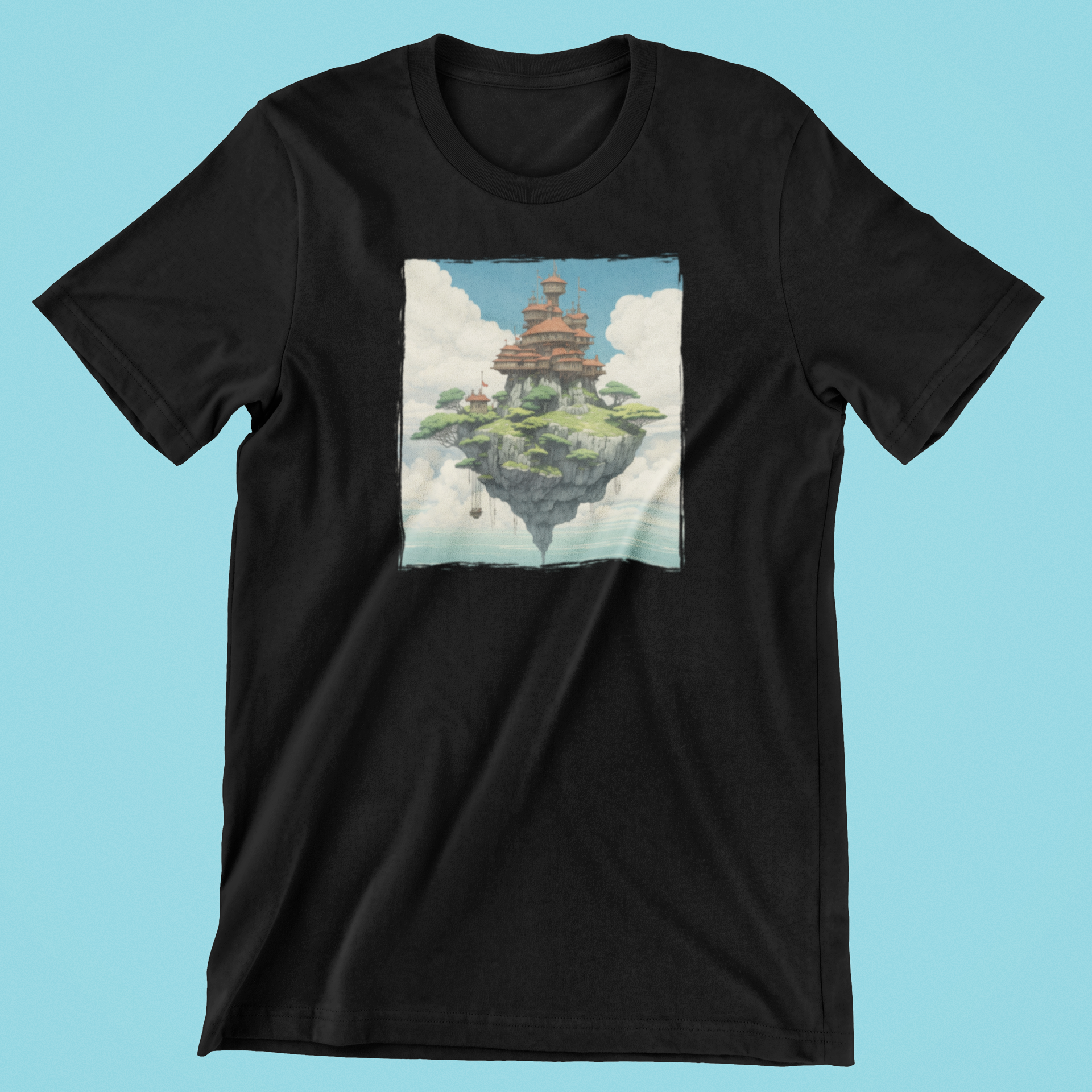 Slot i himlen Ghibli sort T-shirt