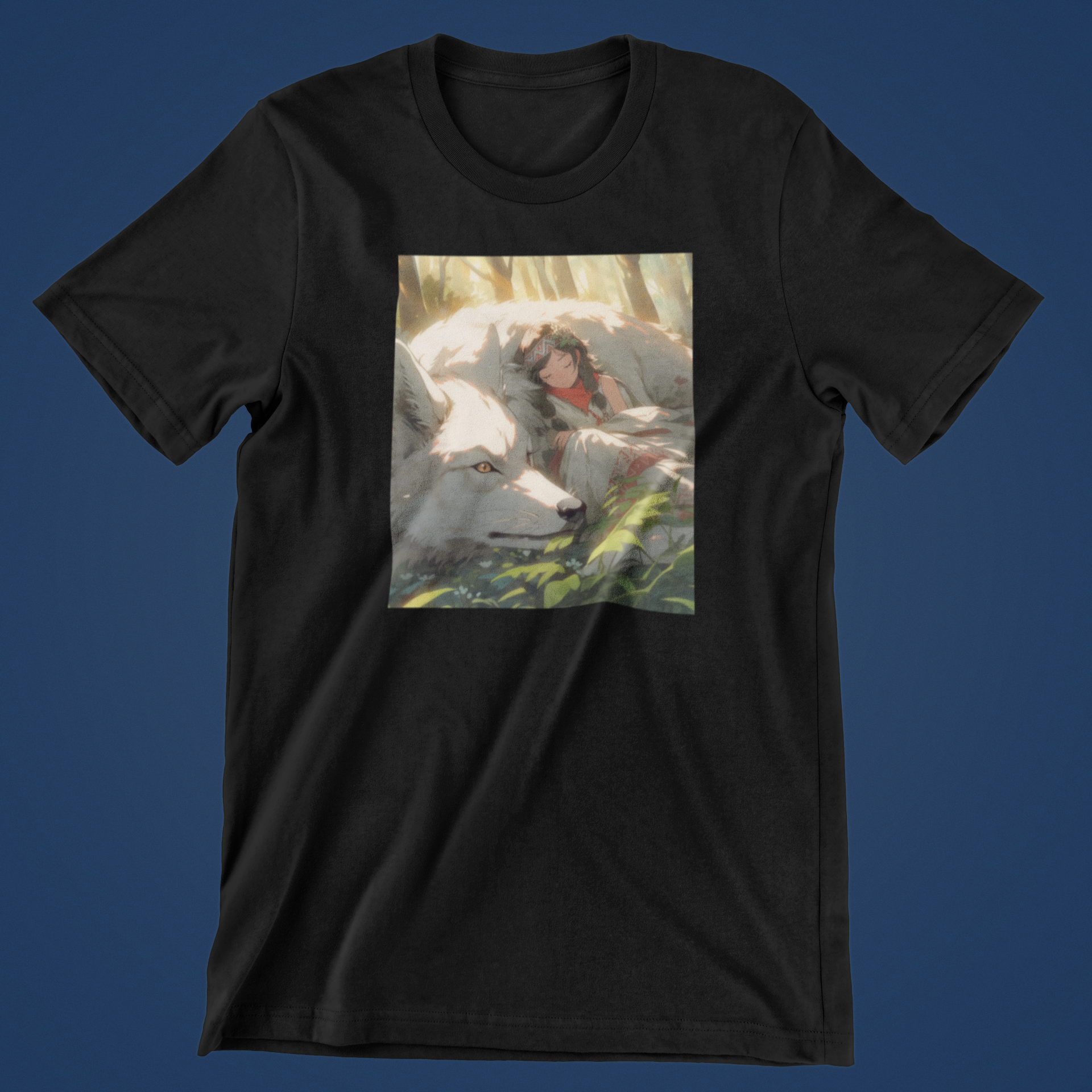 Kæmpe ulv og pige sort T-shirt