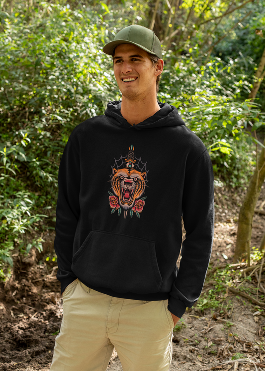 Tiger og kniv sort Hoodie