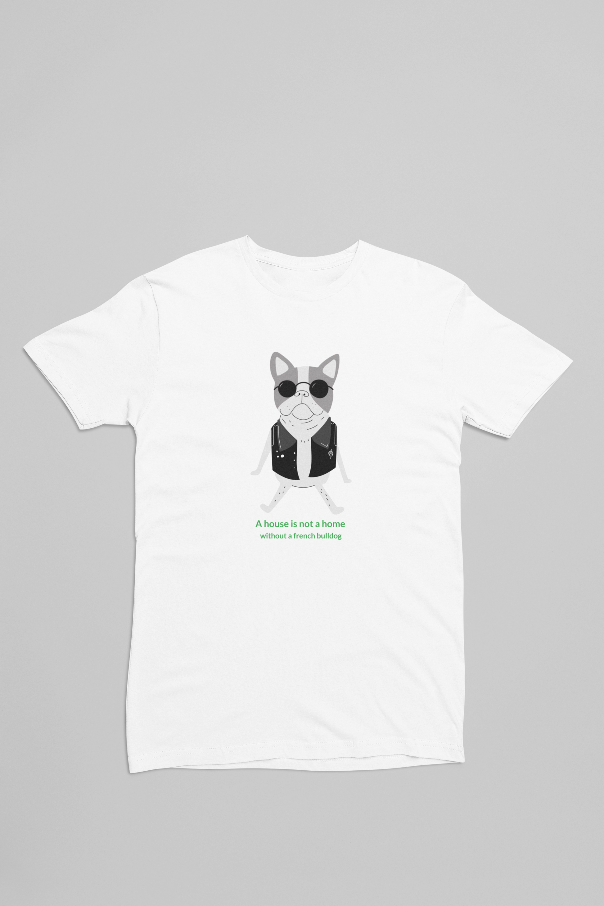 Hvid t-shirt med fransk bulldog