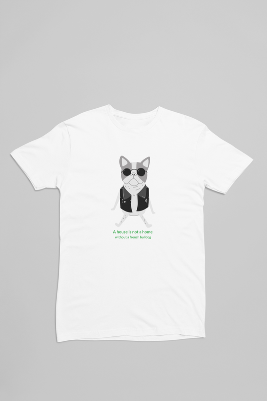 Hvid t-shirt med fransk bulldog