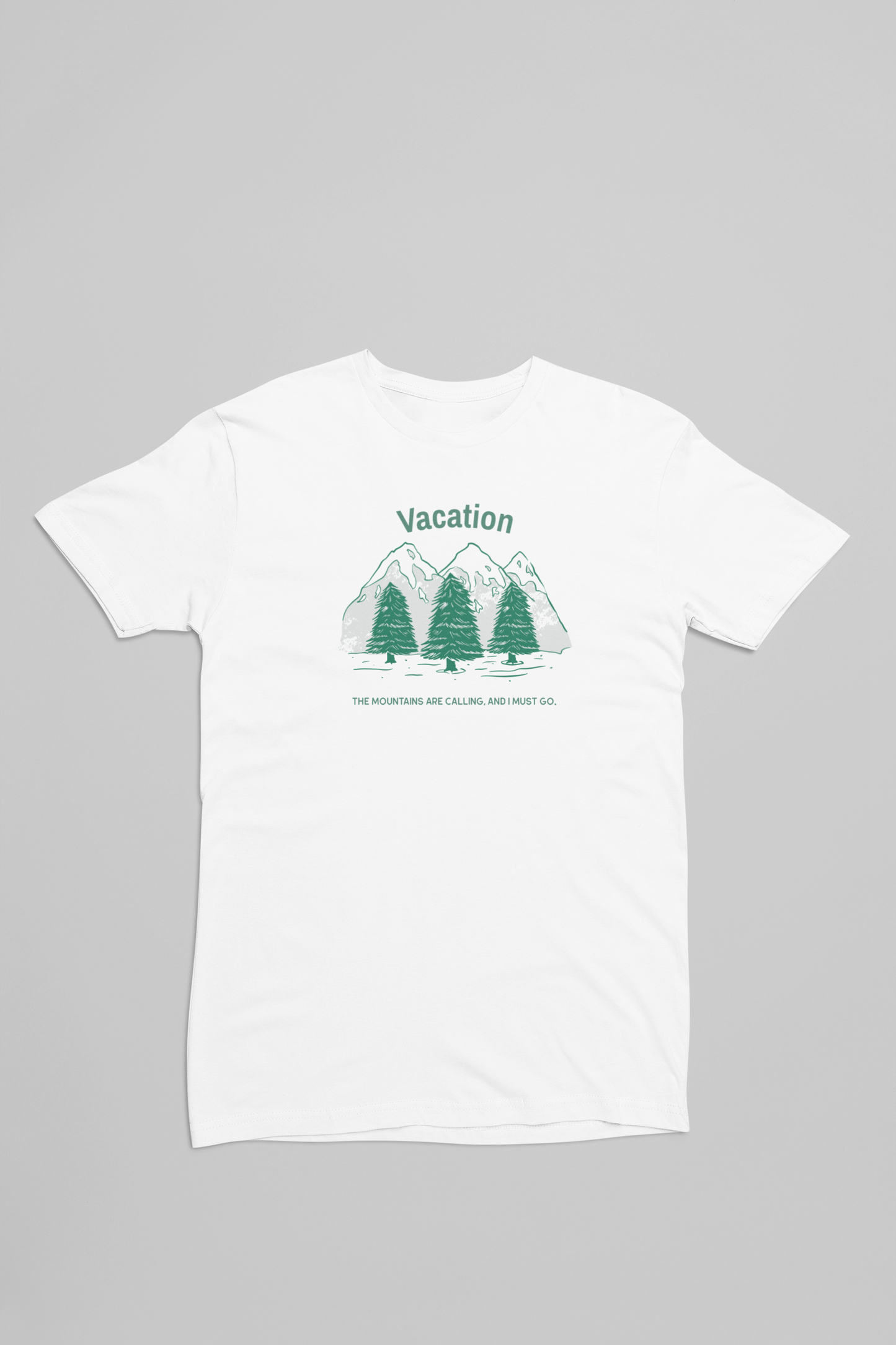 Hvid t-shirt med bjerge på