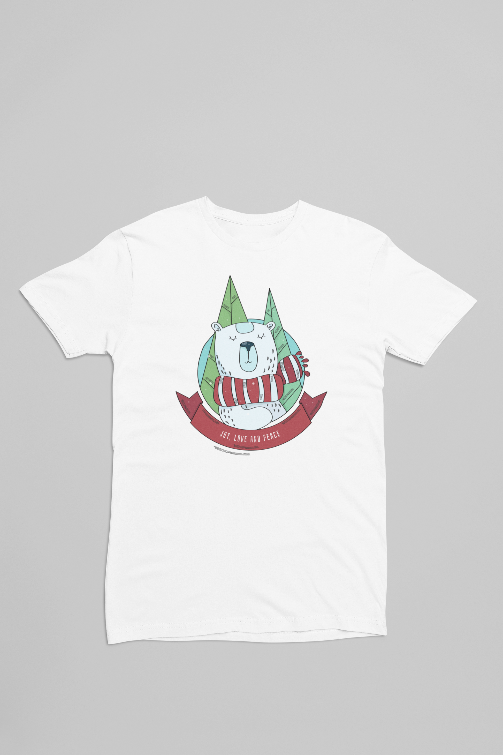 Hvid t-shirt med en jule isbjørn