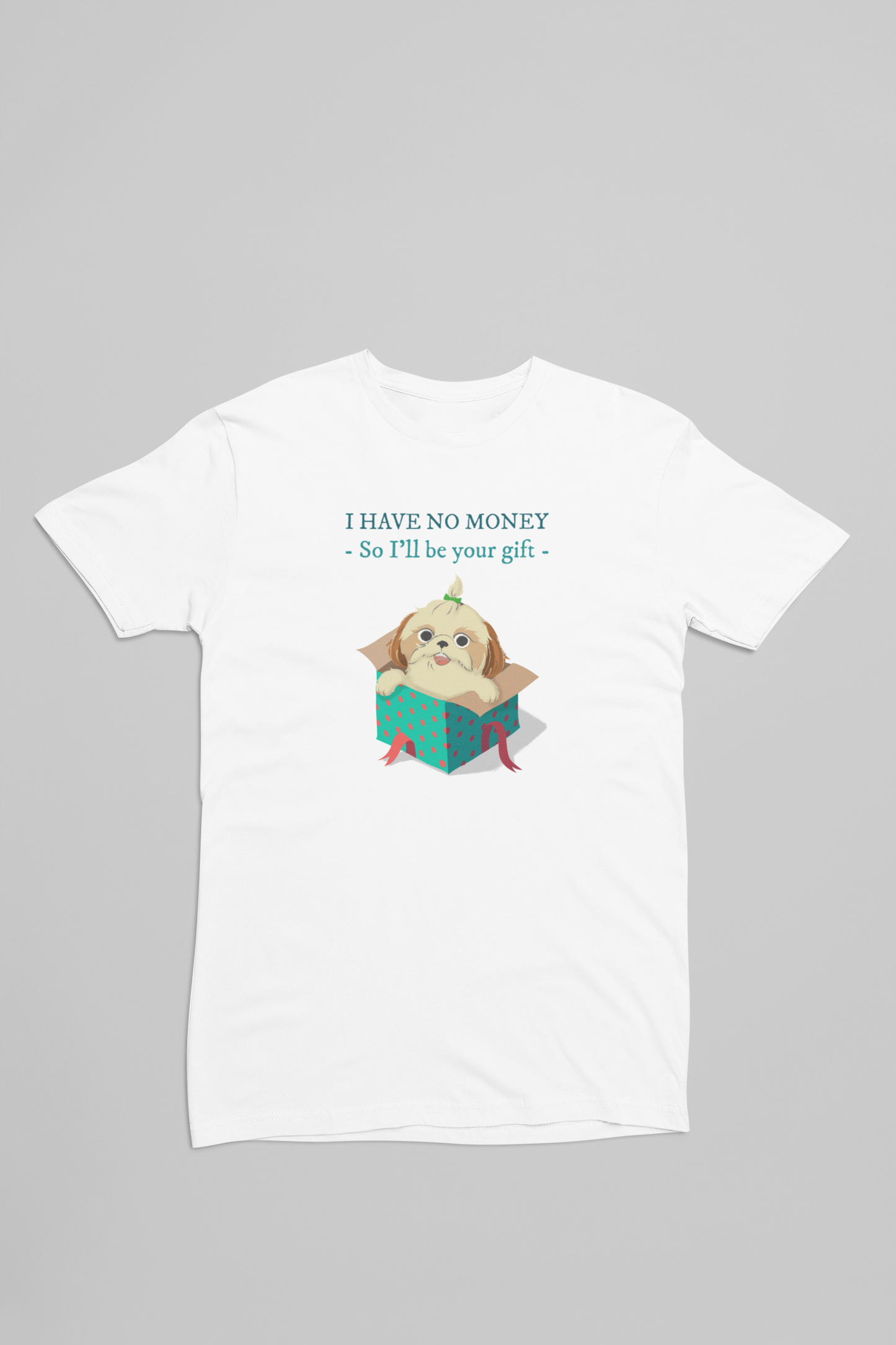 Hvid jule t-shirt med en Hundehvalp